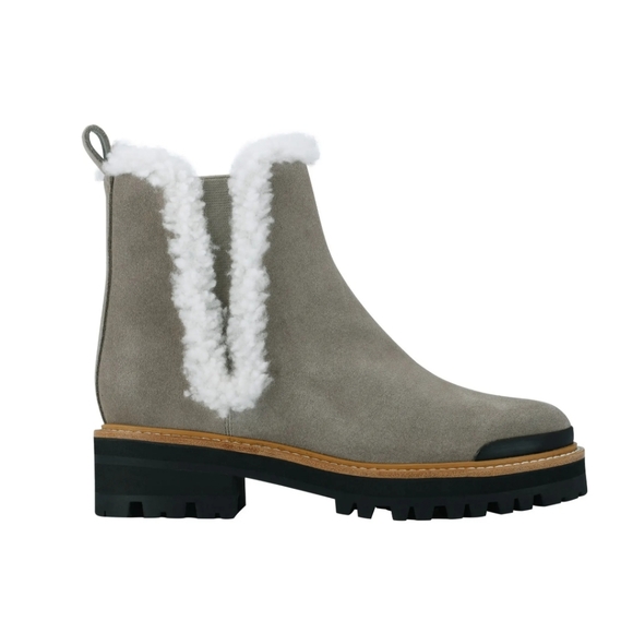 Marc Fisher Iggie Lug Sole Chelsea Cloud Shearling Sherpa Suede Boot #456 - Picture 2 of 5